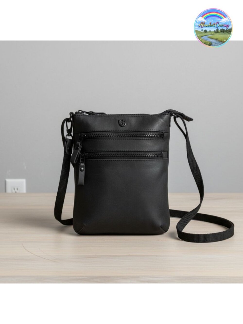 Genuine Leather Small Crossbody Bag Sling Purse Adjustable Strap Zipper Pockets